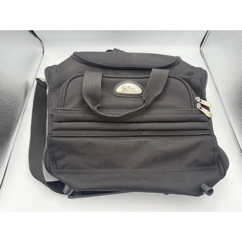 Bob Mackie Black Rolling Luggage Bag Carry On Travel Suitcase with Shoulder trap